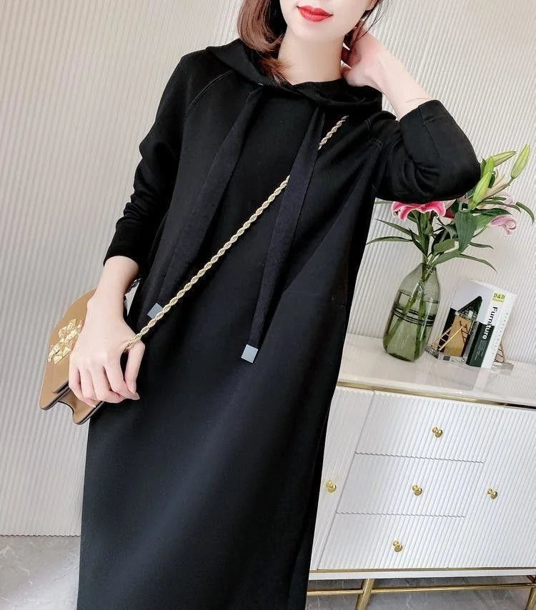 Women's Loose Casual Long Sleeve Hooded Dress Elegant Winter Party Warm Dresses For Women - Seprincess