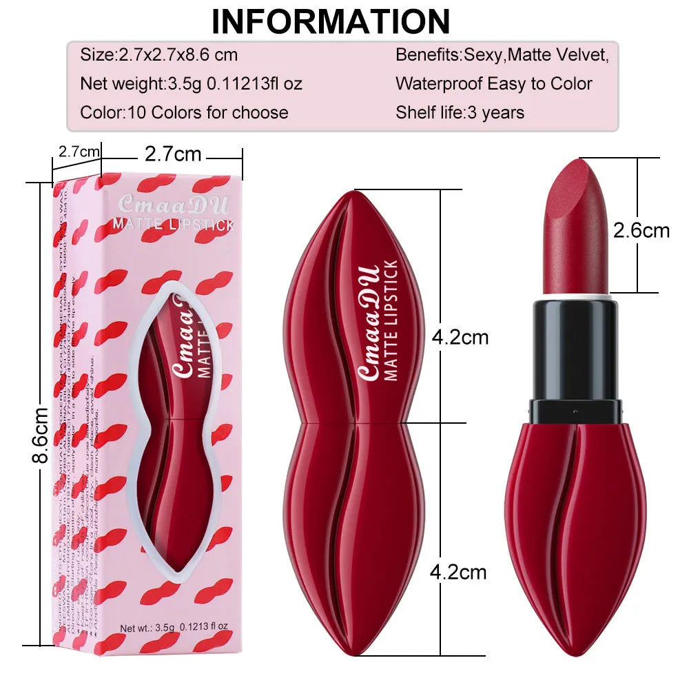 Natural Smooth Matte Waterproof Velvet Nude Lipstick Sexy Red Brown Lip stick Pigments Makeup Lipgloss Long Lasting Profissional - Seprincess