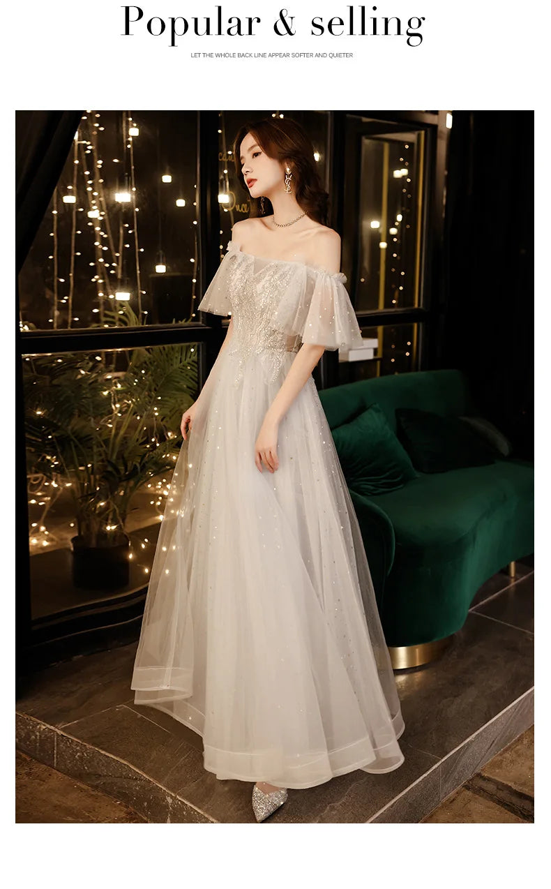 Evening Niche Temperament High-End Small Birthday Art Exam Off-Shoulder Adult Dress - Seprincess