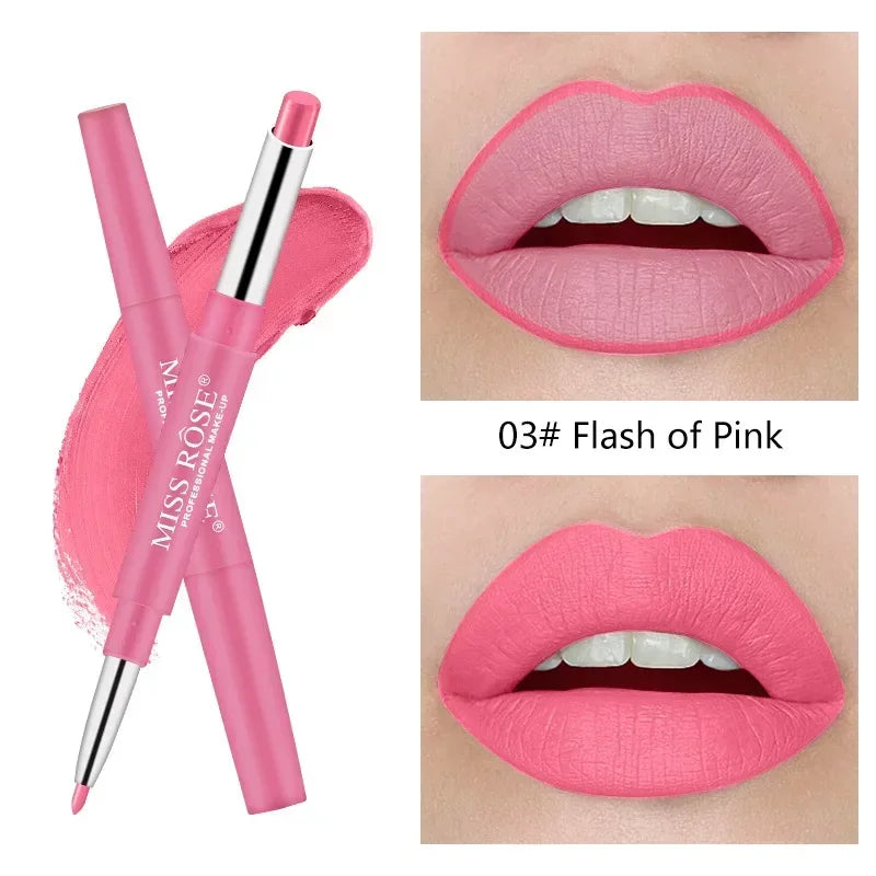 Miss Rose Double-end Lipstick Lipgloss Pencil Makeup Long Lasting Tint Sexy Red Lip Stick Beauty Matte Lip Gloss Pen Cosmetic