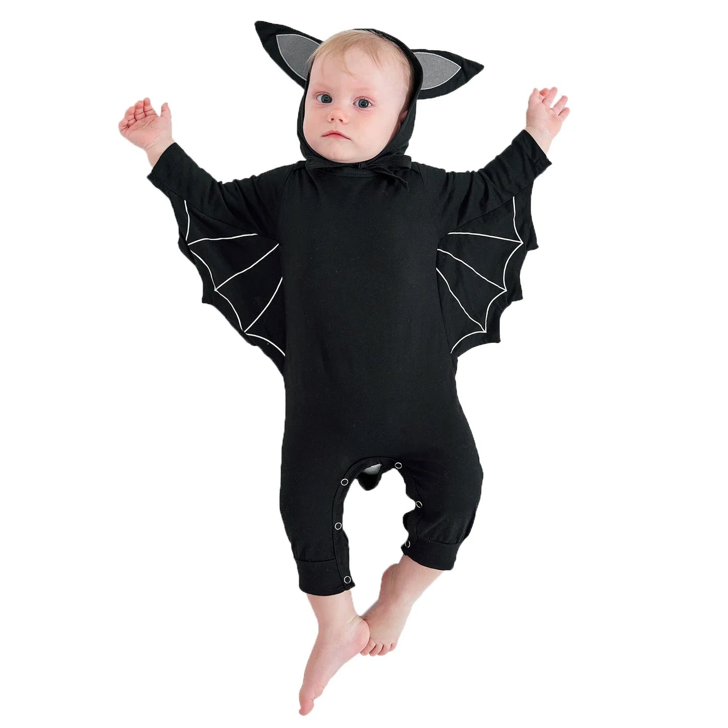 Halloween Baby Black Bat Costume Cosplay Romper Jumpsuit Infant Boys Girls Purim Party Carnival Fancy Dress Long Short - Seprincess