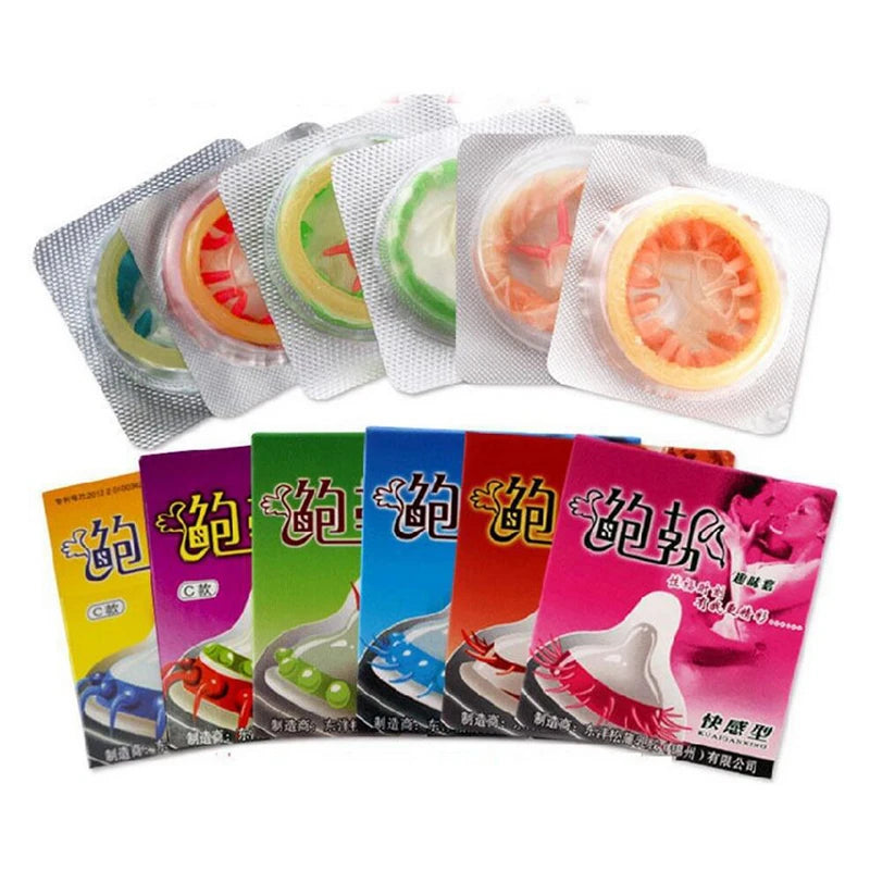 Ultra-Thin Lubricated Condoms Large Particles Ribbed Dotted Granular Passionate Contracepation Sex Toys for Men Penis Sleeves - Seprincess