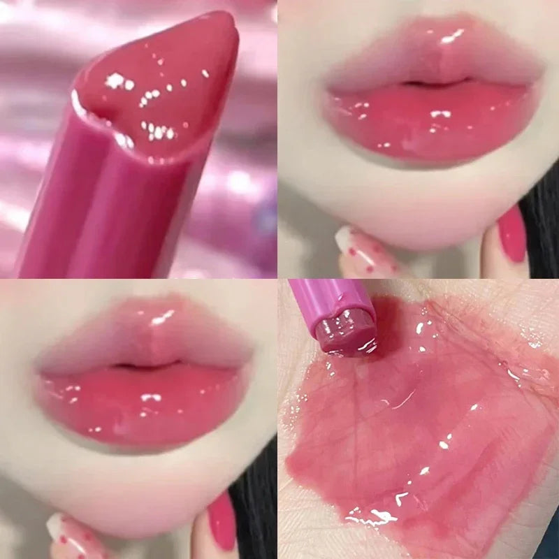 3PCS Heart-Shaped Jelly Lipstick Pen Mirror Water Glitter Lip Glaze Waterproof Moisturising Lipstick Transparent Korean Makeup - Seprincess