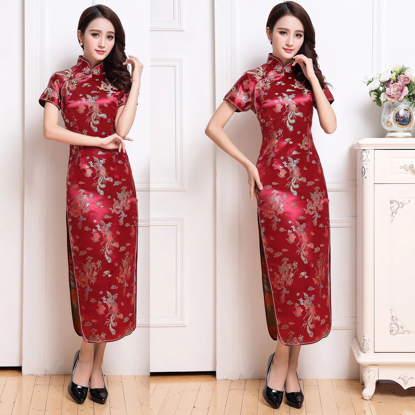 S-6Xl Plus Size Cheongsam Women Elegant Qipao Tradition Chinese Style Dresses Dragon Jacquard Cheongsams Sexy Long Vestidos - Seprincess