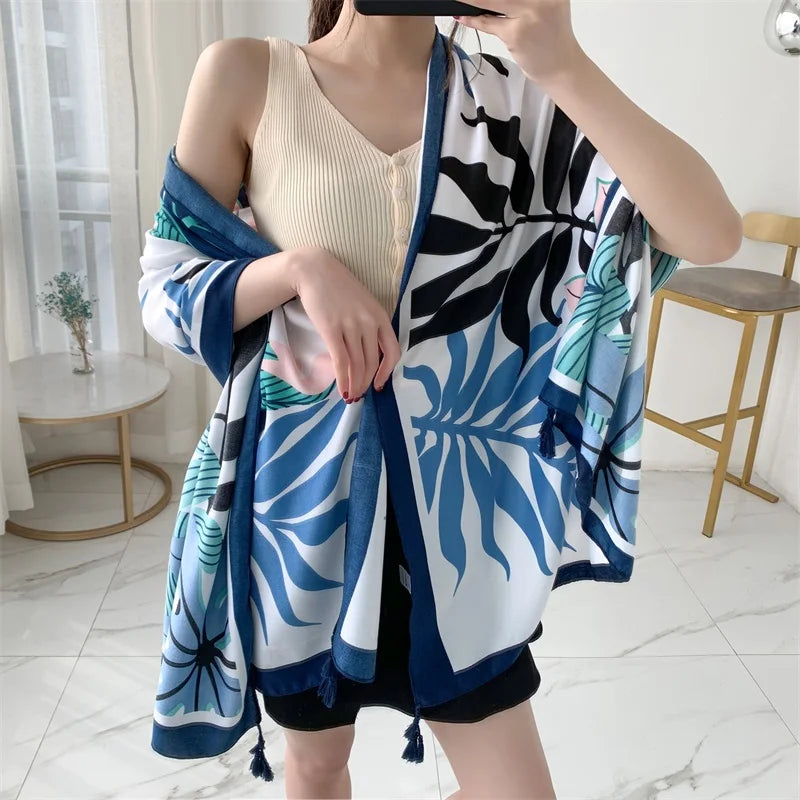 90x185cm  Printing Process Twill Summer Suncare Beach Dress Bikini Sarong Wrap Scarf Women Brazilian Swimsuit Bathing Cover-ups