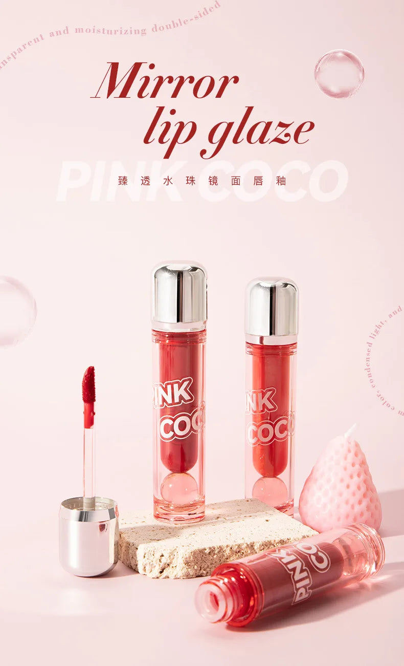 PINK COCO Mirror Water Lip Gloss Lip Glaze Moisturizing Liquid Lipstick Clear Tint Makeup Korean Lip Balm Women Cosmetics - Seprincess