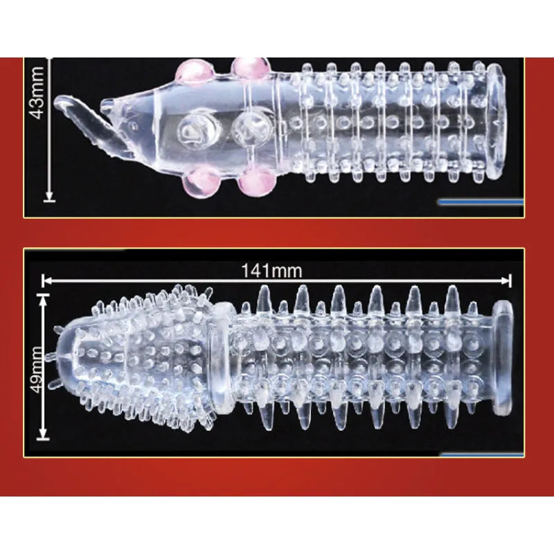 3D Large Particles Crystal Mace Penis Condoms with Spines Thick Penis Enlarger Delay Ejaculation Cock Ring for Sex Life Couples - Seprincess