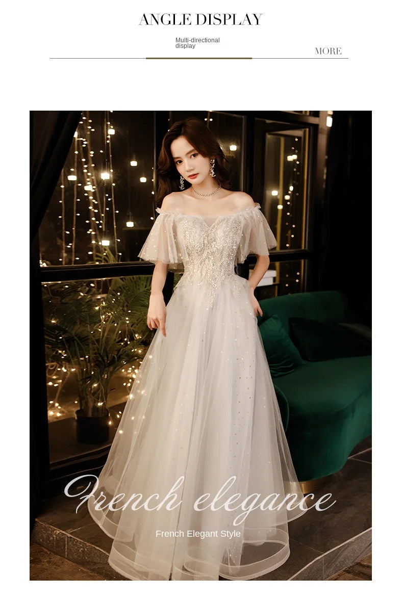 Evening Niche Temperament High-End Small Birthday Art Exam Off-Shoulder Adult Dress - Seprincess