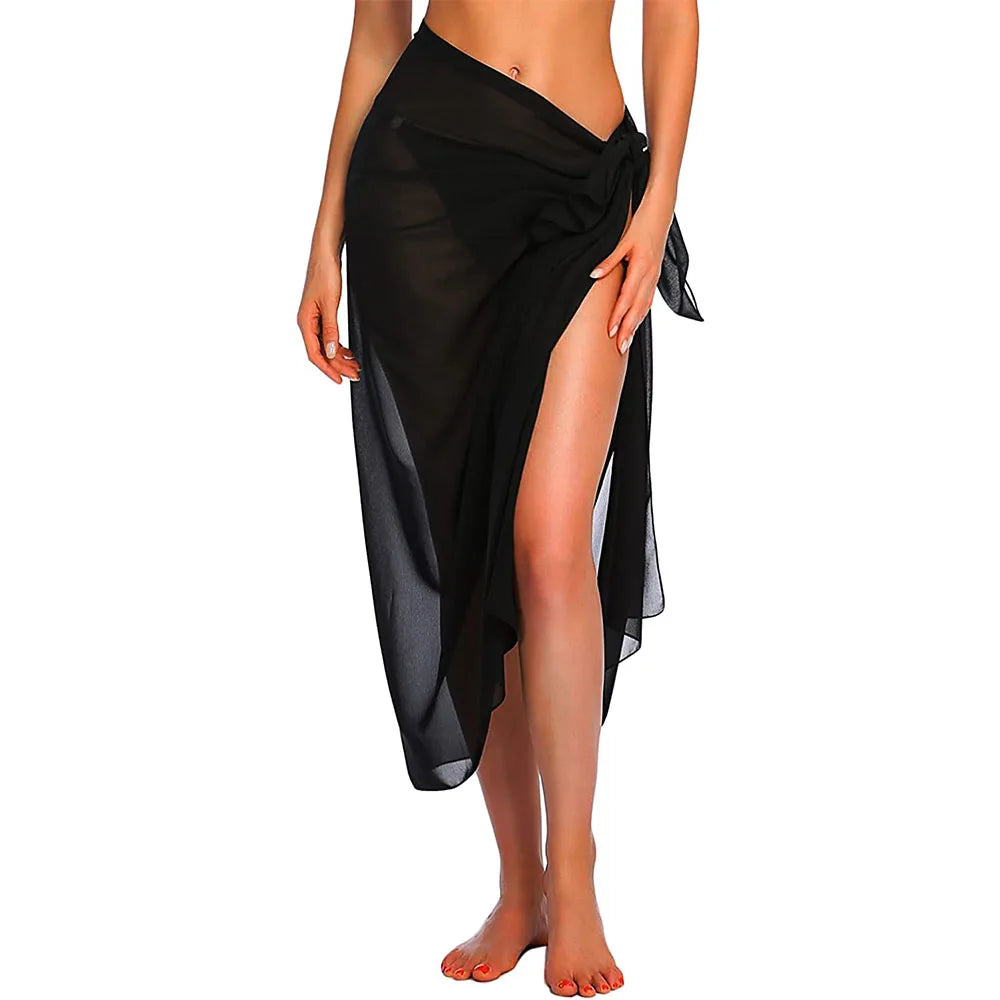 Womens Long&Short Sarong Swimsuit Coverups Summer Beach Bikini Wrap Sheer Short Skirt Scarf for Swimwear Cover-ups