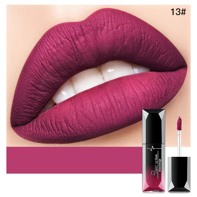 Pudaier Lip Makeup Sexy Matte Long Lasting Lipgloss Liquid Lipstick Lip Cream Waterproof And Non Stick Cup 21 Colors Lipstick - Seprincess