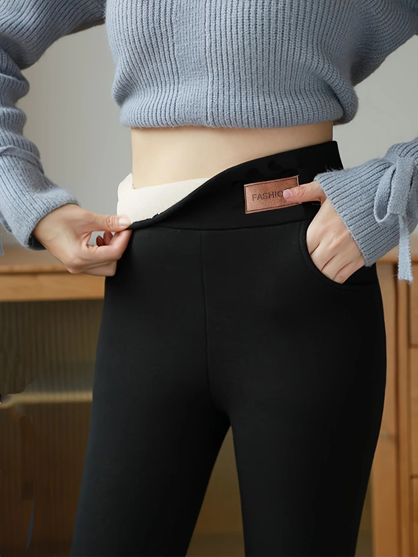 Winter Warm leggings for women With Pocket Plush high-waisted thermal pants