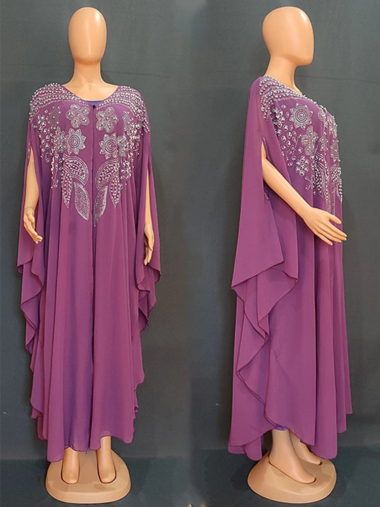 Abayas for Women Dubai Luxury 2022 Chiffon Boubou Muslim Modest Dress Caftan Marocain Wedding Party Occasions Djellaba Femme - Seprincess