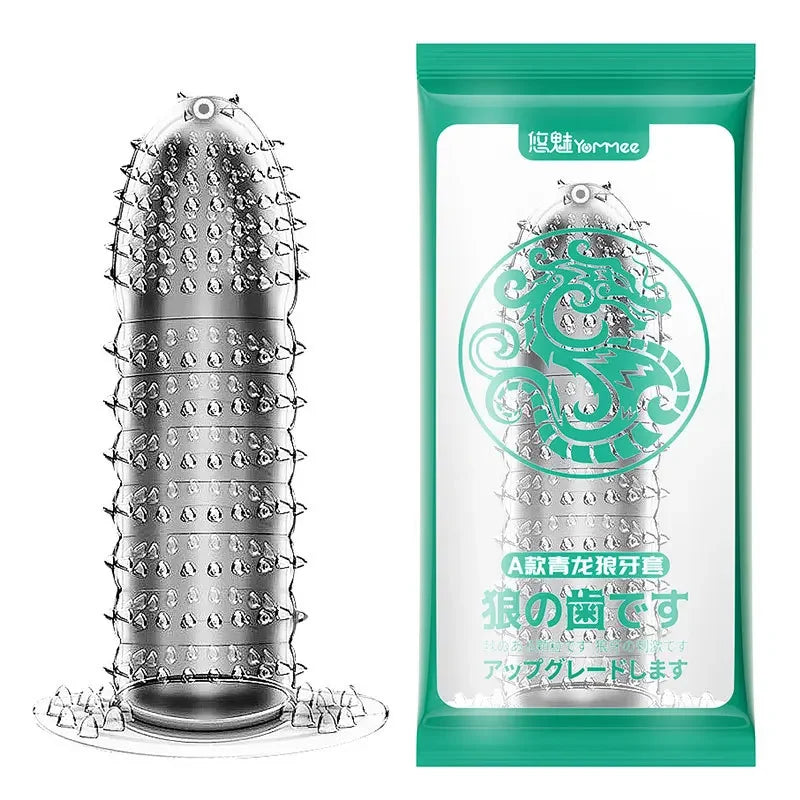 Spike Penis Sleeve Reusable Condoms Sex Toys for Men Delay Ejaculation Penis Sleeve Contraception Cock Ring Extender 남성전용기구