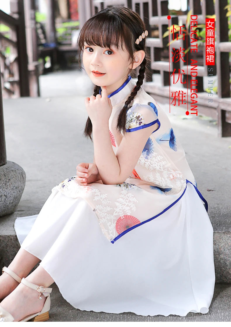 1pcs/lot chinese style children Girl Traditional Cheongsam Hanfu Dress Kids Princess Costume - Seprincess