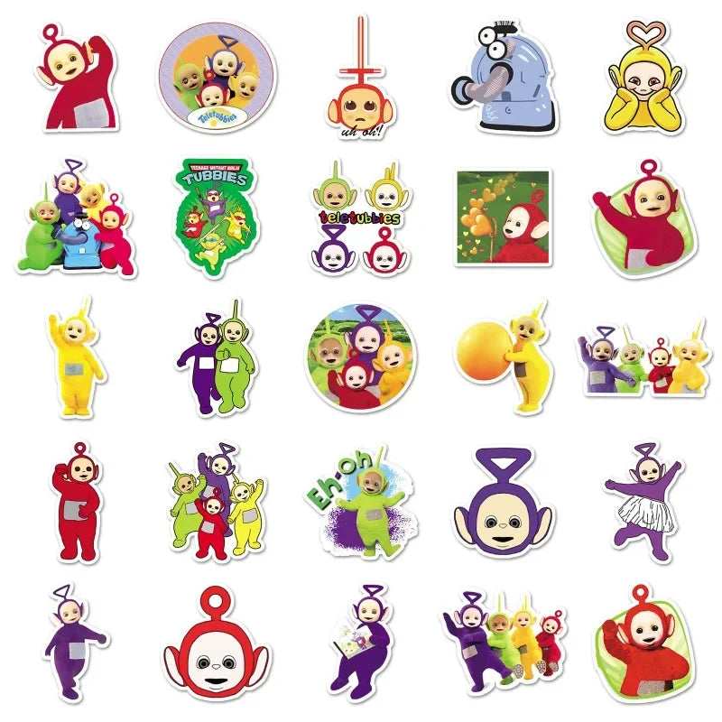 50pcs Teletubbies Cartoon Cute Cartoon Water Cup Laptop Luggage Desktop Stationery Skateboard Refrigerator Decoration Sticker - Seprincess