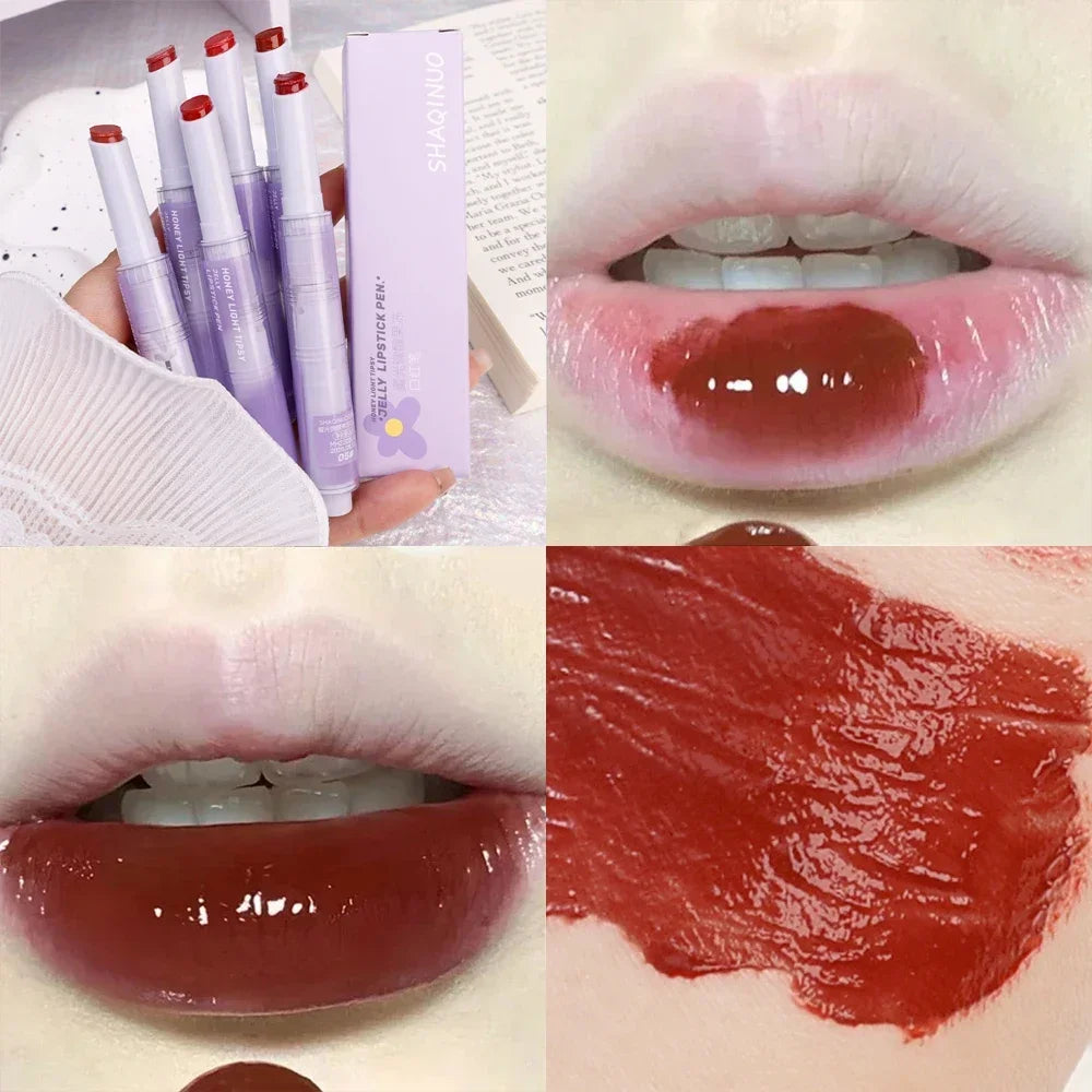 Jelly Pink Lipsticks Pen Moisturizing Lasting Mirror Water Light Solid Lip Gloss Glass Clear Lip Glaze Makeup Korean Cosmetics - Seprincess