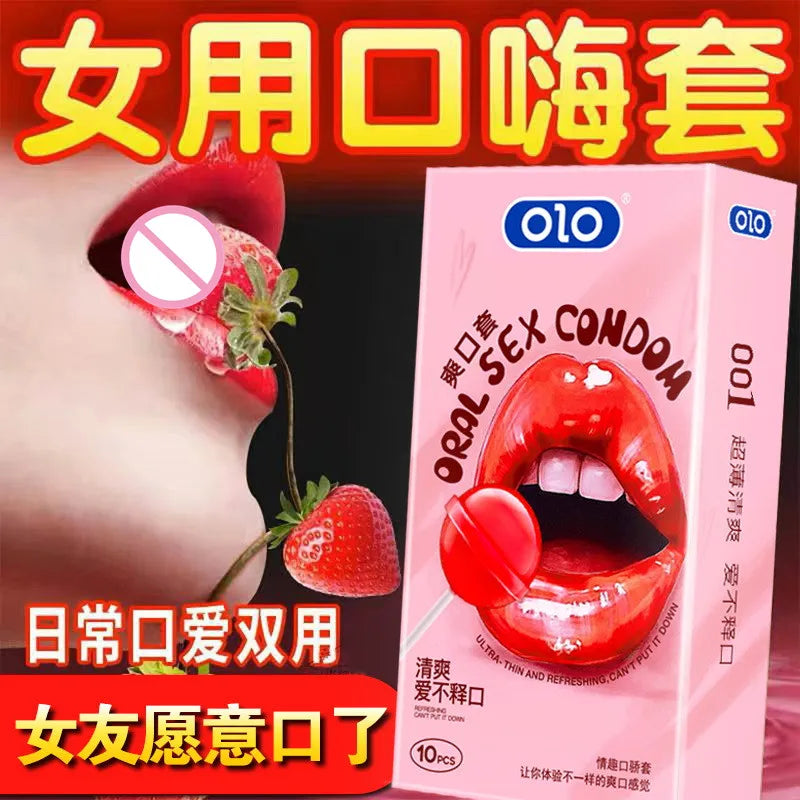 10PCS Oral Sex Ccondom Strawberry Flavor Sex Toys Ultra Thin Blowjob Rubber Condom No Oil Erotic Products For Couples - Seprincess