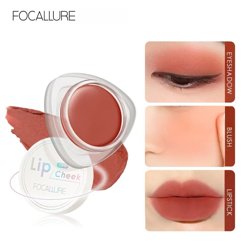 FOCALLURE 12 Colors Lip Cream Smooth Matte Lipstick Waterproof Long Lasting Moist Lip Cheek Dual-Use Women Beauty Cosmetic - Seprincess