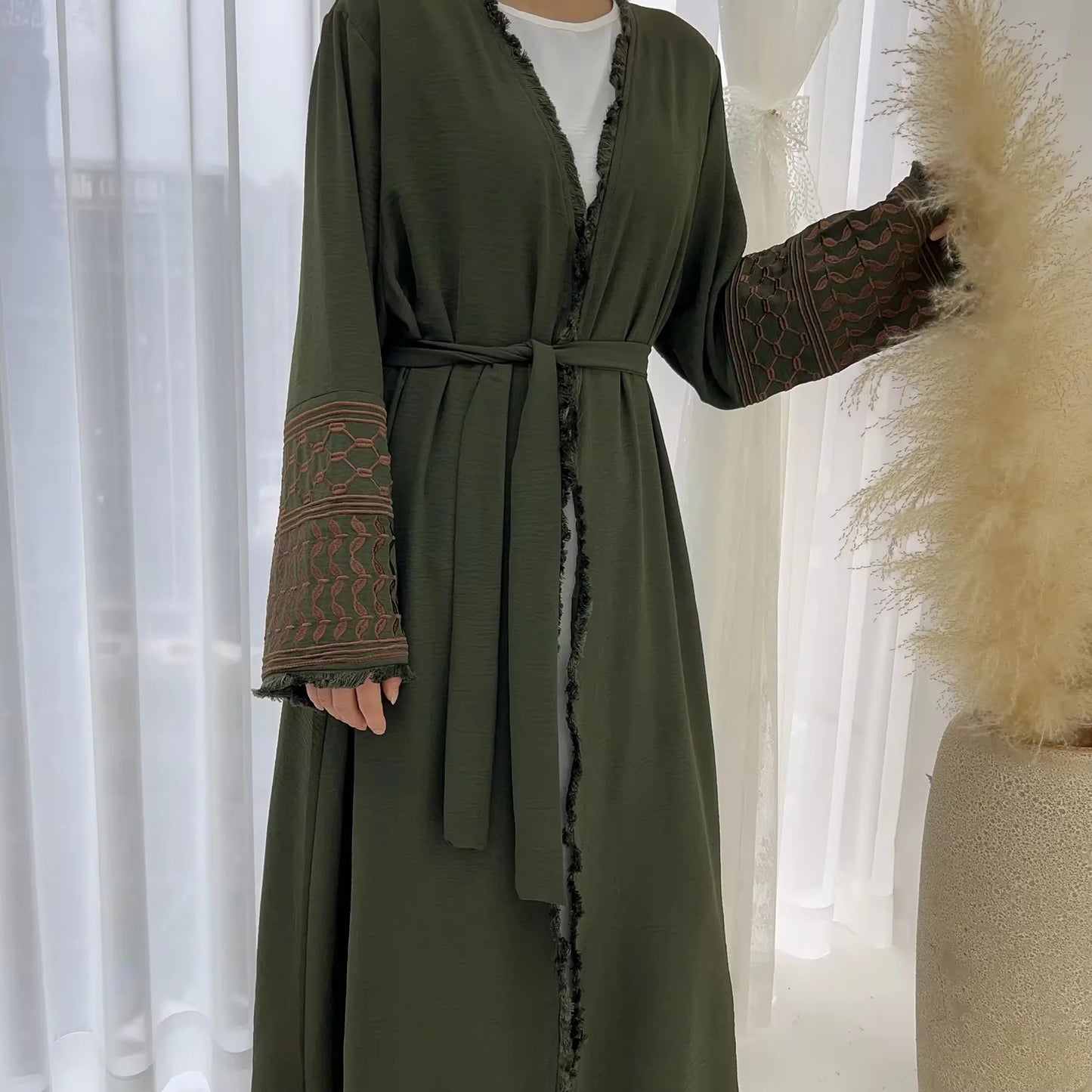 Fashion Embroidery Kimono Oversized Muslim Robe abaya syari female full length Taseel Muslim abaya Worship Service abayas wy1969 - Seprincess