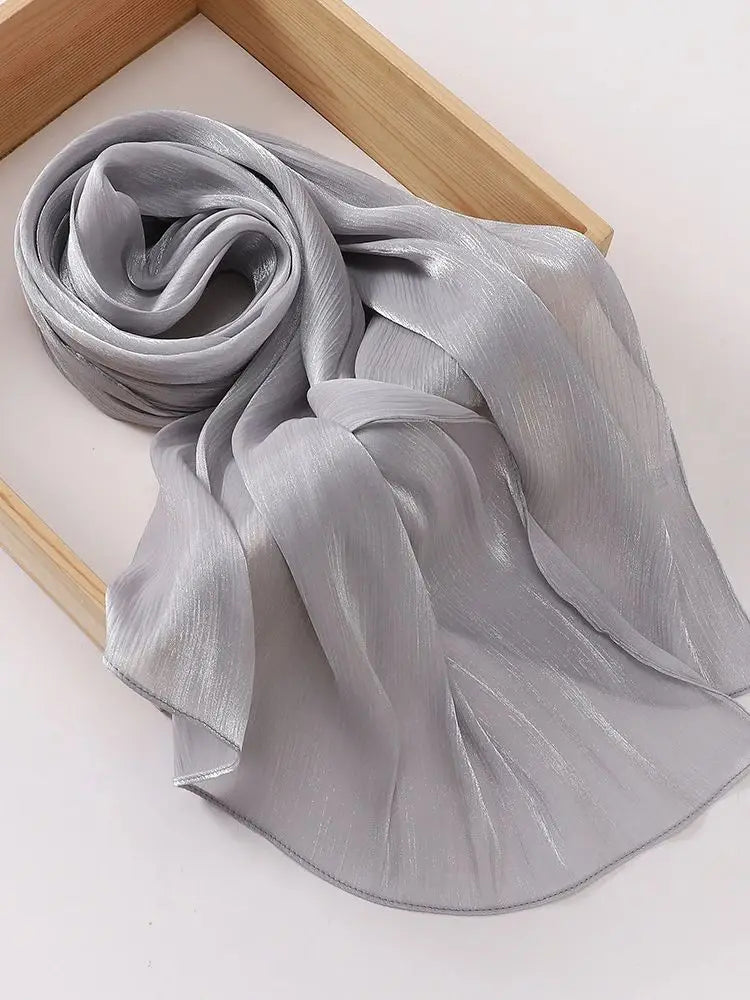 Eid Organza 70*175 cm Maxi Satin Khimar Abaya Dubai Arabic Islam Muslim Scarf Women Shimmer Hijab Turban Hijabs Musulmans Femme - Seprincess