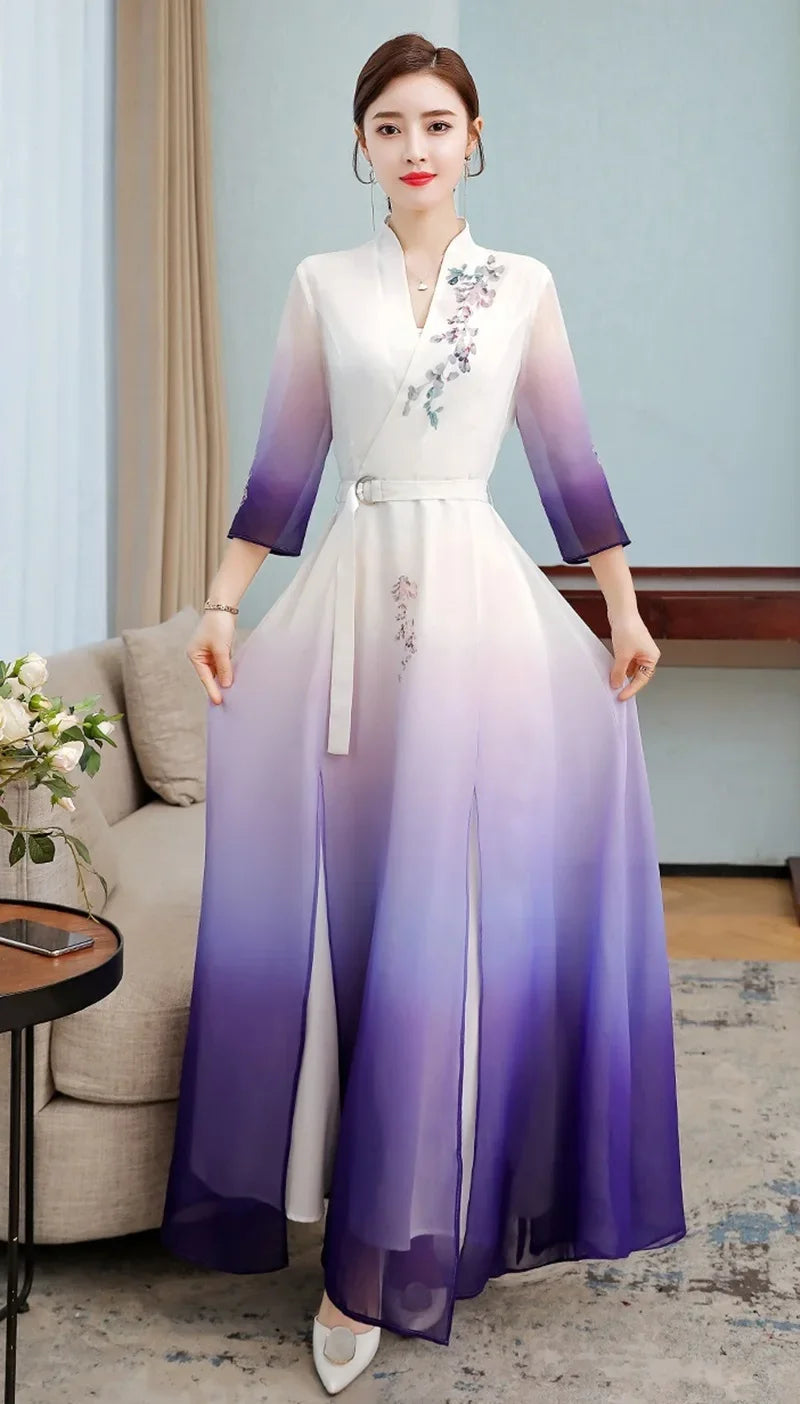 Vietnam Traditional Dress Chinese Style Aodai Cheongsam Qipao China Oriental Dress Vietnam Clothing Long Ao Dai Dress 10049 - Seprincess