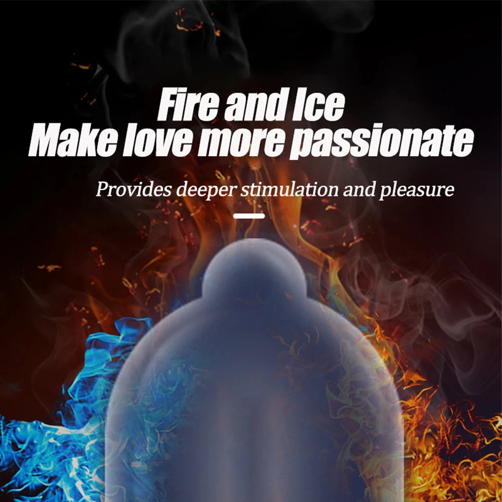 Durable Condom Natural Latex Rubber Ice and Fire Pellet Safety Condom Penis Sleeves Adult Erotic Birth Control Safer Sex Product - Seprincess