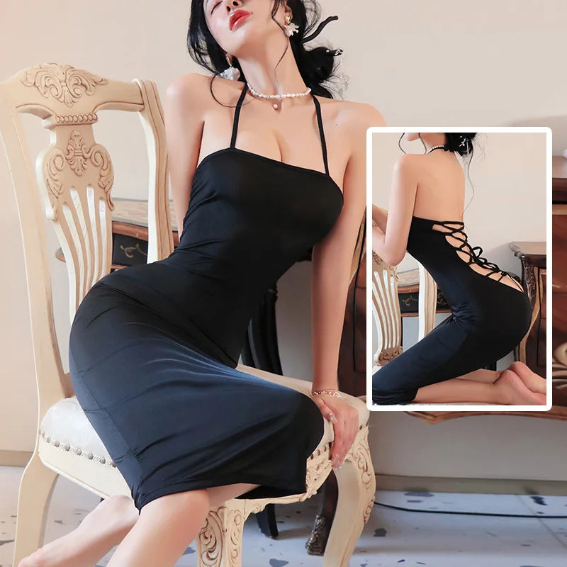 Sexy Dress Hanging neck backless strap suspender buttocks wrapped long skirt Woman clothes Evening dresses cheap clothes xxx - Seprincess