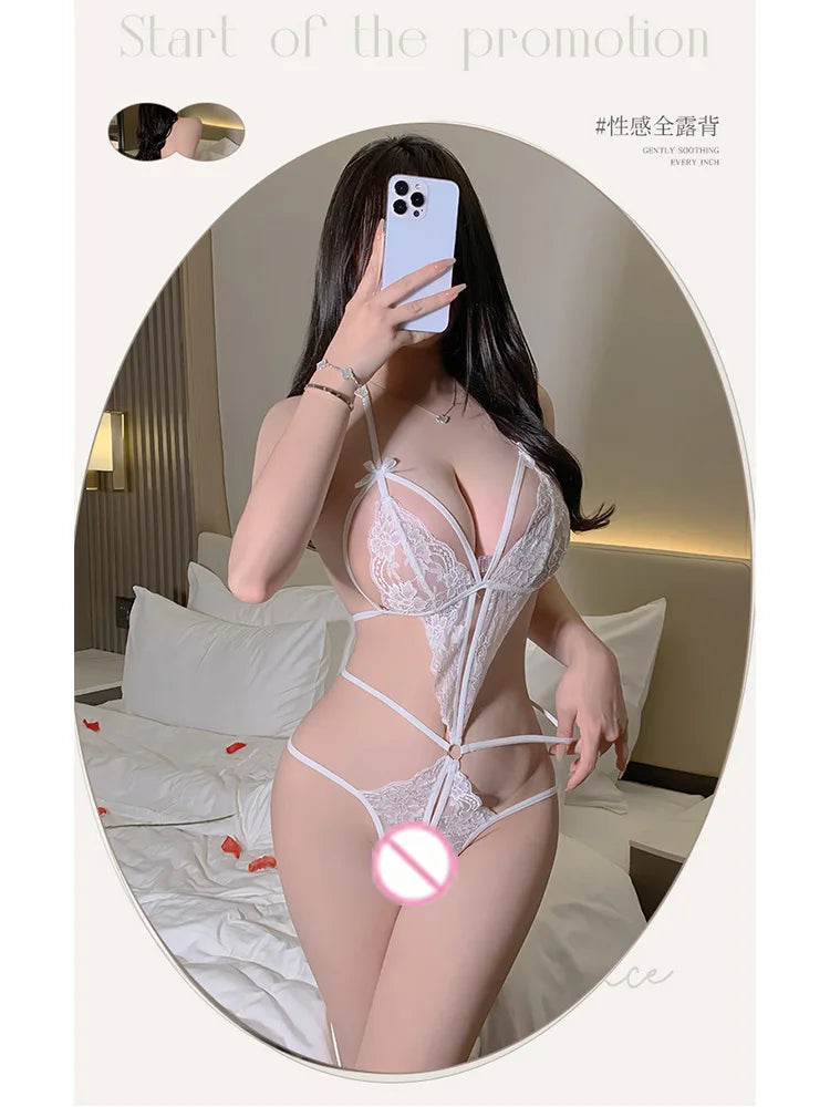 Erotic lingerie Sexy lace binding straps tight fit deep V-open costumes call of the night sexy. items Women's pajamas Sex toys - Seprincess