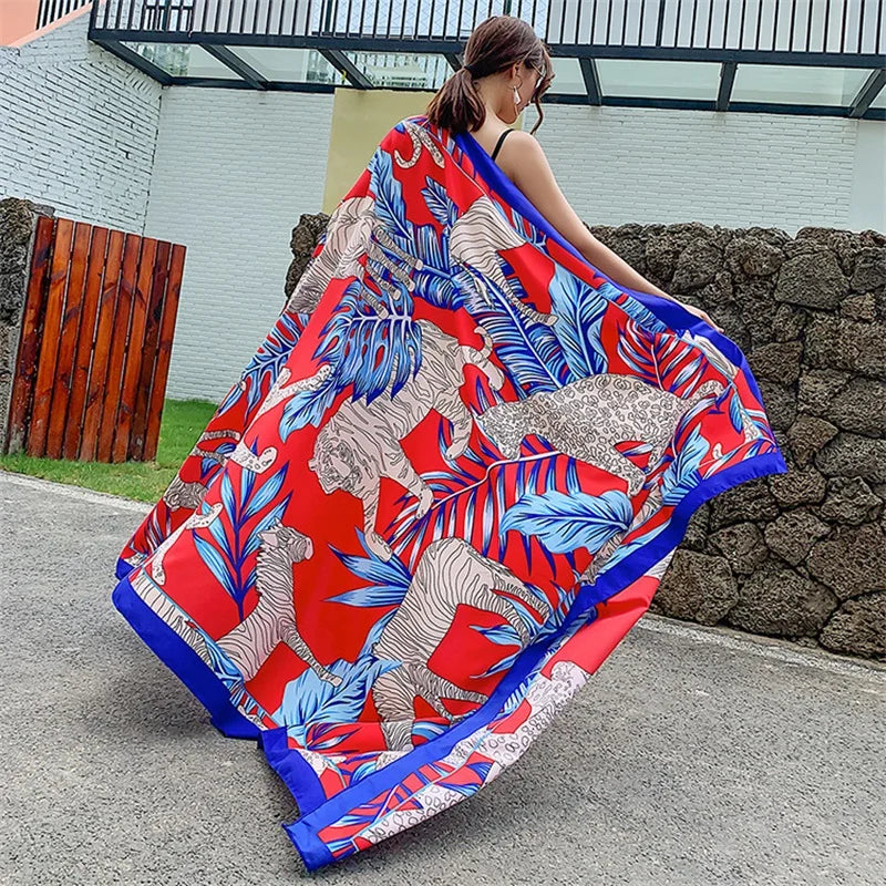 140x180cm Celebrity With The Same Cover-Ups Women Large Beach Dress Bikini Bathing Swimwear Sunburn Protection Sarong Wrap Scarf - Seprincess