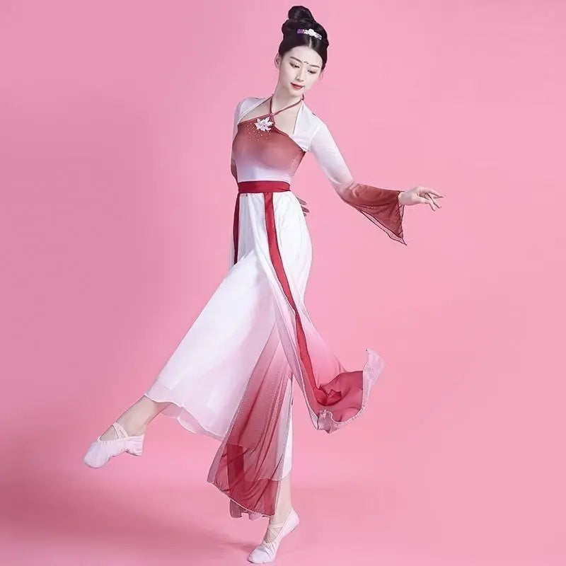 Chinese Classical Dance Costume Wanjiang Chinese Ancient Dance Practice Flowing Charm Hanfu Dance Performance Costume Women - Seprincess