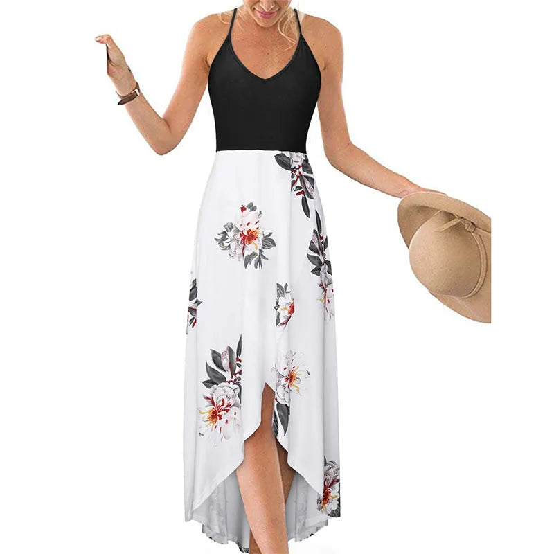 Casual Printed Summer Long Dresses For Women 2023 Elegant Pretty Slim Women's Sexy Backless Dresses Vintage Female Clothing - Seprincess