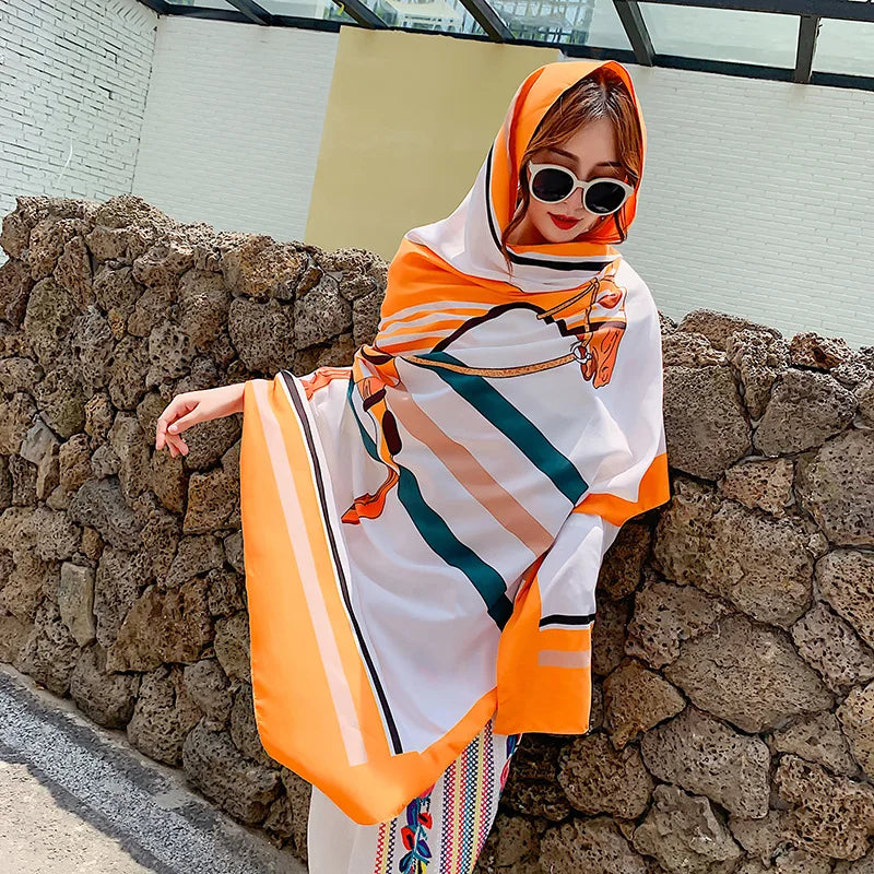 140x180cm Celebrity With The Same Cover-Ups Women Large Beach Dress Bikini Bathing Swimwear Sunburn Protection Sarong Wrap Scarf