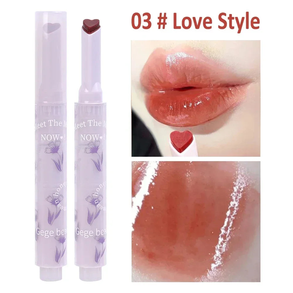 Transparent Lip Glaze Flower Honey Jelly Lipstick Pen Waterproof Non-stick Cup Heart-shaped Lip Gloss Korea Women Lips Makeup - Seprincess