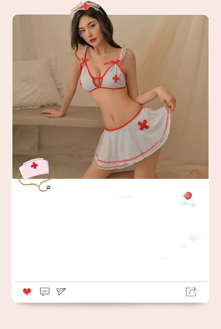 Erotic lingerie Nurse Deep V Uniform Temptation Short Skirt fetish lolita costumes sexy women's disguise cosplay xxx sexshop - Seprincess