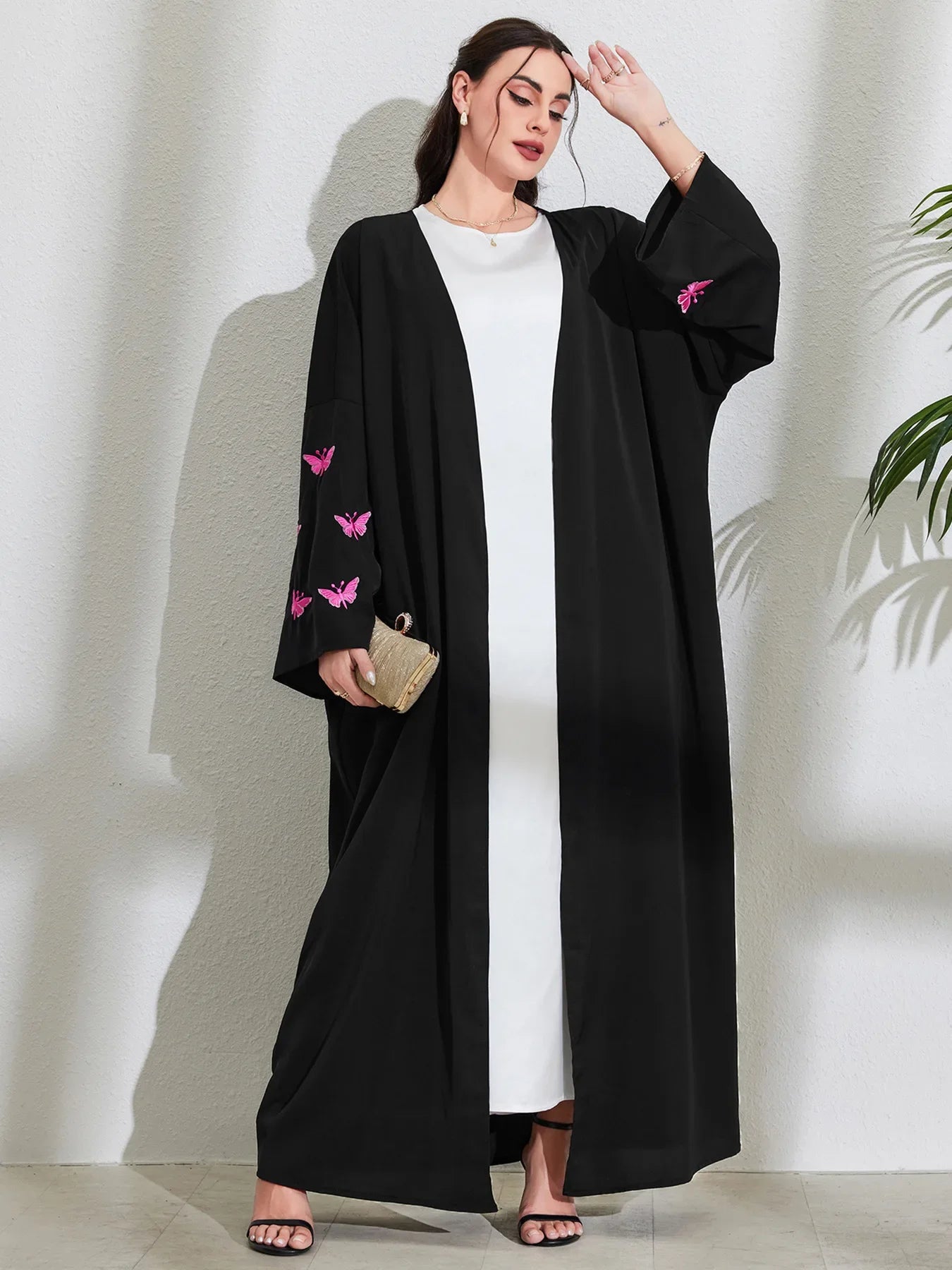 Eid Muslim Abayas for Women Butterfly Embroidery Elegant Cardigan Party Abaya Caftan Ramadan Dubai Arab Long Robe 2025 Dress - Seprincess