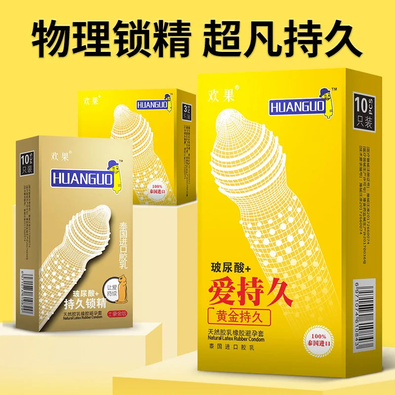 10PCS Nature Latex Condom Super Lubrication Large Particles G-spot Sex Delay Condom Sensitive Condoms for Men Adults Sex Toy - Seprincess