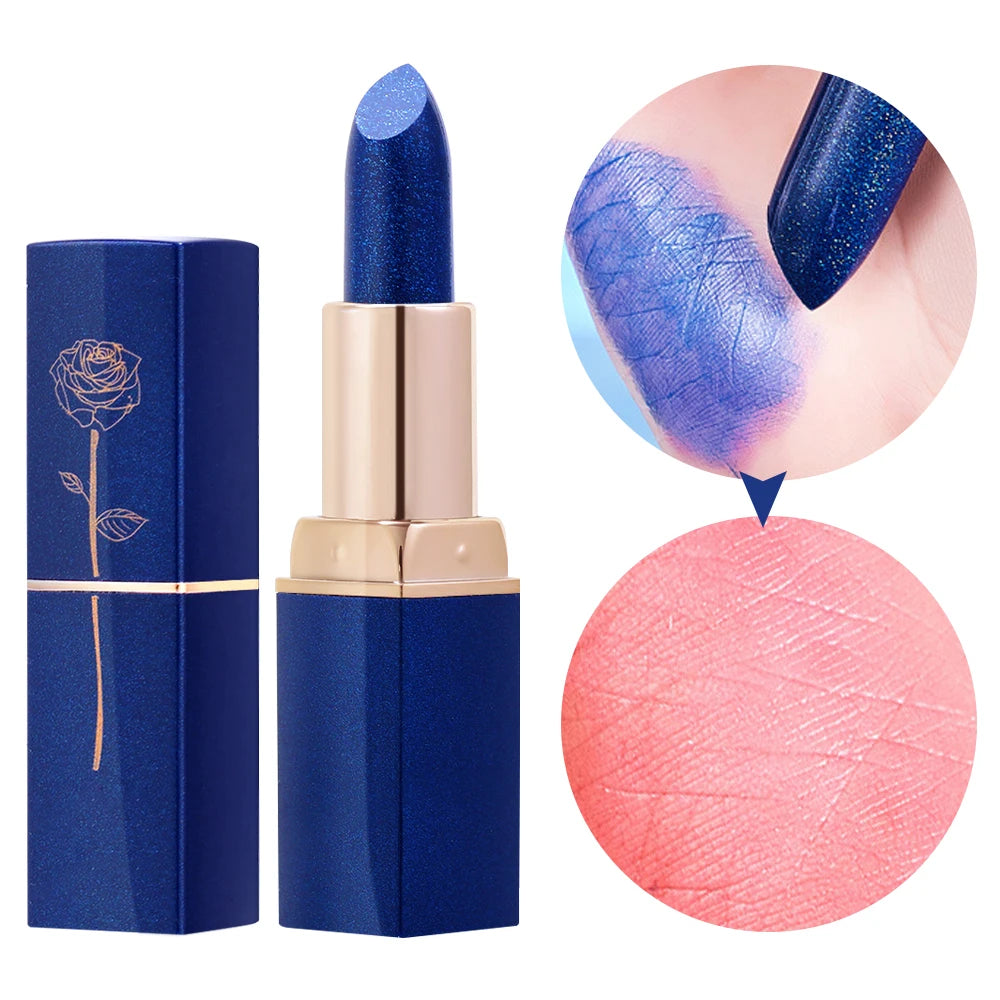 Blue Rose Lipstick Makeup Temperature Color Changing Lipstick Velvet Matte Moisturizing Waterproof Non-stick Cup Shiny Lipstick - Seprincess