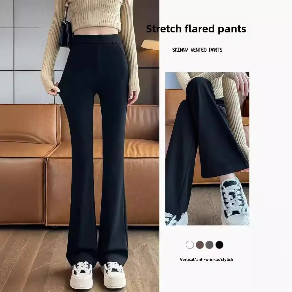 High-waisted Bell-bottom Pants Women's Spring/autumn New Arrival 2024 Petite Summer Thin Style Black Micro-flared Suit Pants