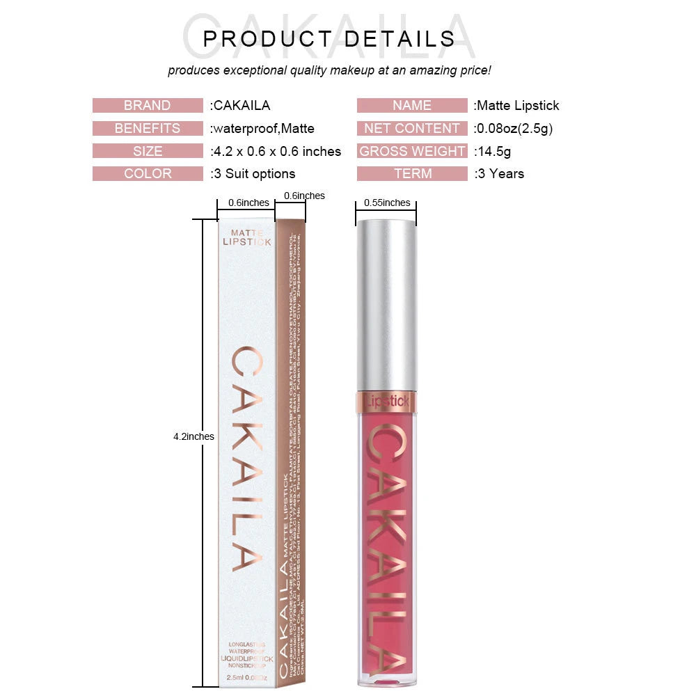 KACAILA 18 Colors Waterproof Liquid Lipsticks Lip Makeup Matte Velvet Lipstick Lip Gloss Cosmetic Nude Long Lasting Cosmestics - Seprincess