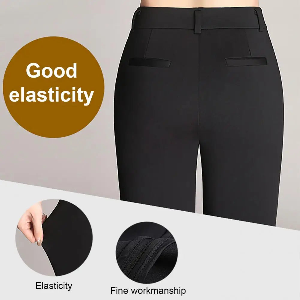 Women Trouser Flared Style High Waist Solid Colors Elastic Formal Long Pants Stretch Office Lady Trouser for Office