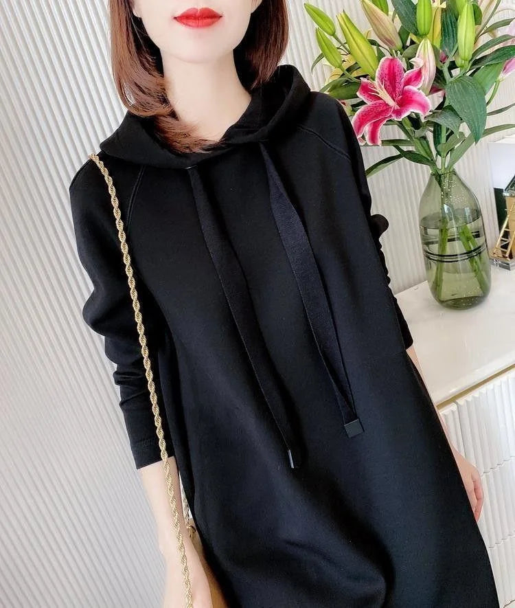 Women's Loose Casual Long Sleeve Hooded Dress Elegant Winter Party Warm Dresses For Women - Seprincess