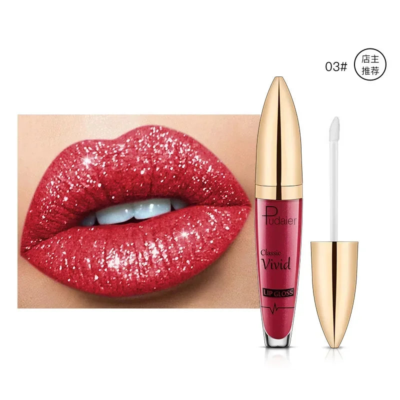 18 Colors Glitter Lip Gloss Waterproof Long Lasting Diamond Matte To Shimmer Metallic Liquid Lipstick Women Lips Makeup Cosmetic