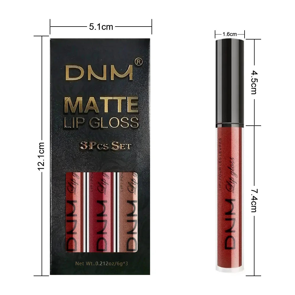 3 Colors/set Matte Velvet Lip Gloss Non-Stick Cup Waterproof Long-lasting Liquid Lipstick Cosmetic Keep 24 Hours Fashion Makeup - Seprincess