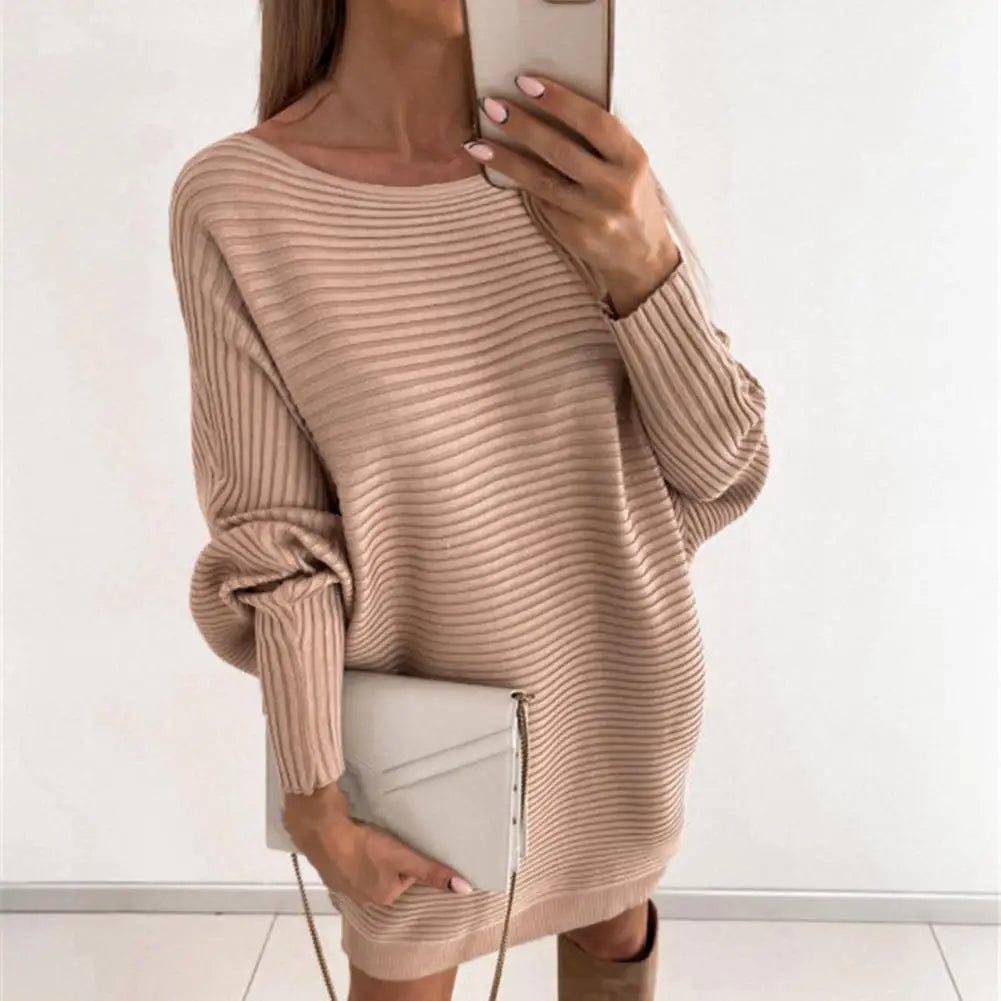 Chic Winter Dress Long Sleeves Keep Warm Above Knee Solid Color Fall Mini Dress - Seprincess