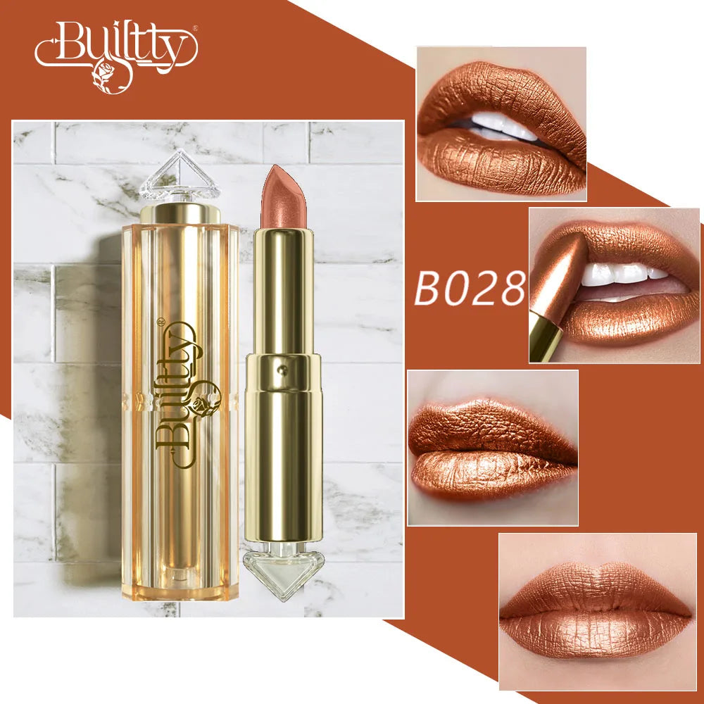 BUILTTY Korean Glitter Pearl Dropshiping Lipstick Matte Nude Color Long Lasting Waterproof Wholesale Price Red Pink Purple - Seprincess