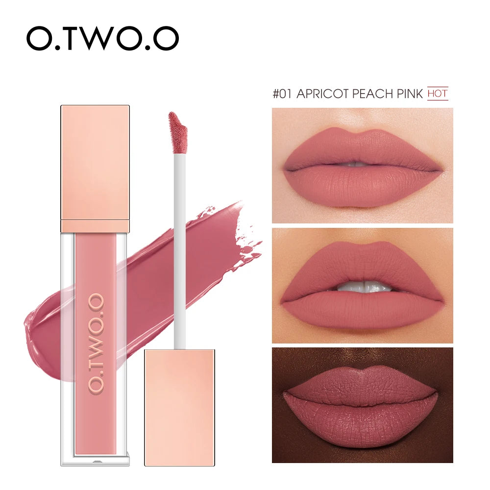 O.TWO.O 12 Color Liquid Lipstick Matte Finish Sexy Silky Lip Gloss Waterproof Kiss-proof Lasting Lip Glaze Lip Tint Cosmetics