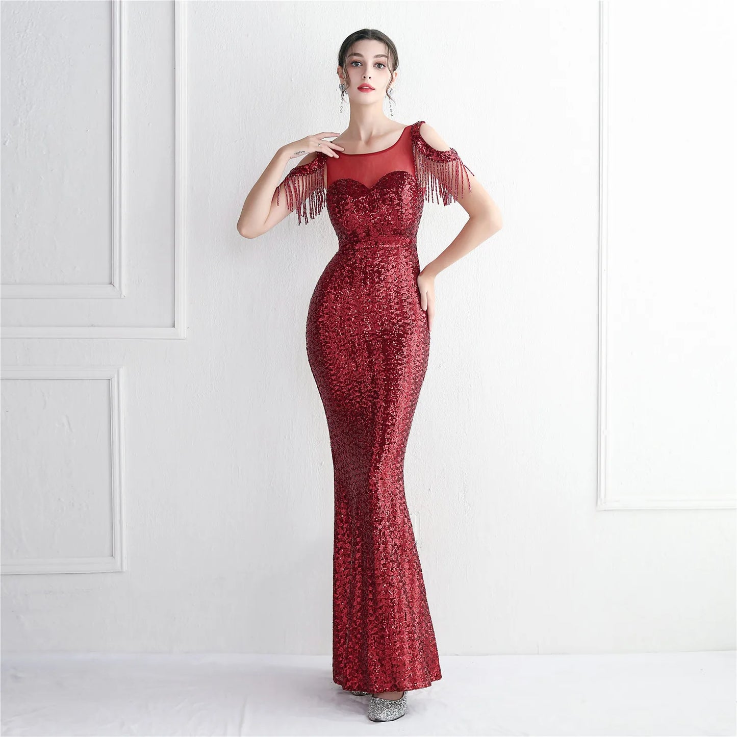 YIDINGZS Women Sequin Evening Dress Sexy Party Maxi Dress - Seprincess