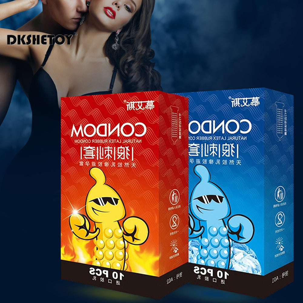 Spiked Condoms For Men 18+ Thin Condones Big Dotted For Long Sex Delay Ejaculation G-spot Vaginal Stimulation Adult Penis Sleeve - Seprincess