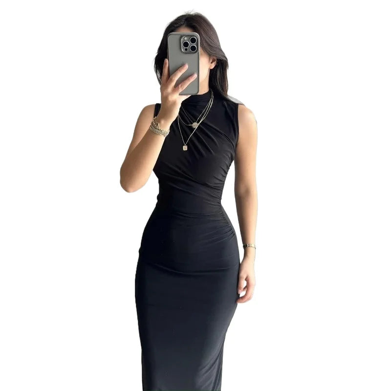 Black New Dresses Women Sexy Backless Sleeveless Split Slim Maxi Dresses Women Casual Party Evening Club Elegant Dresses - Seprincess