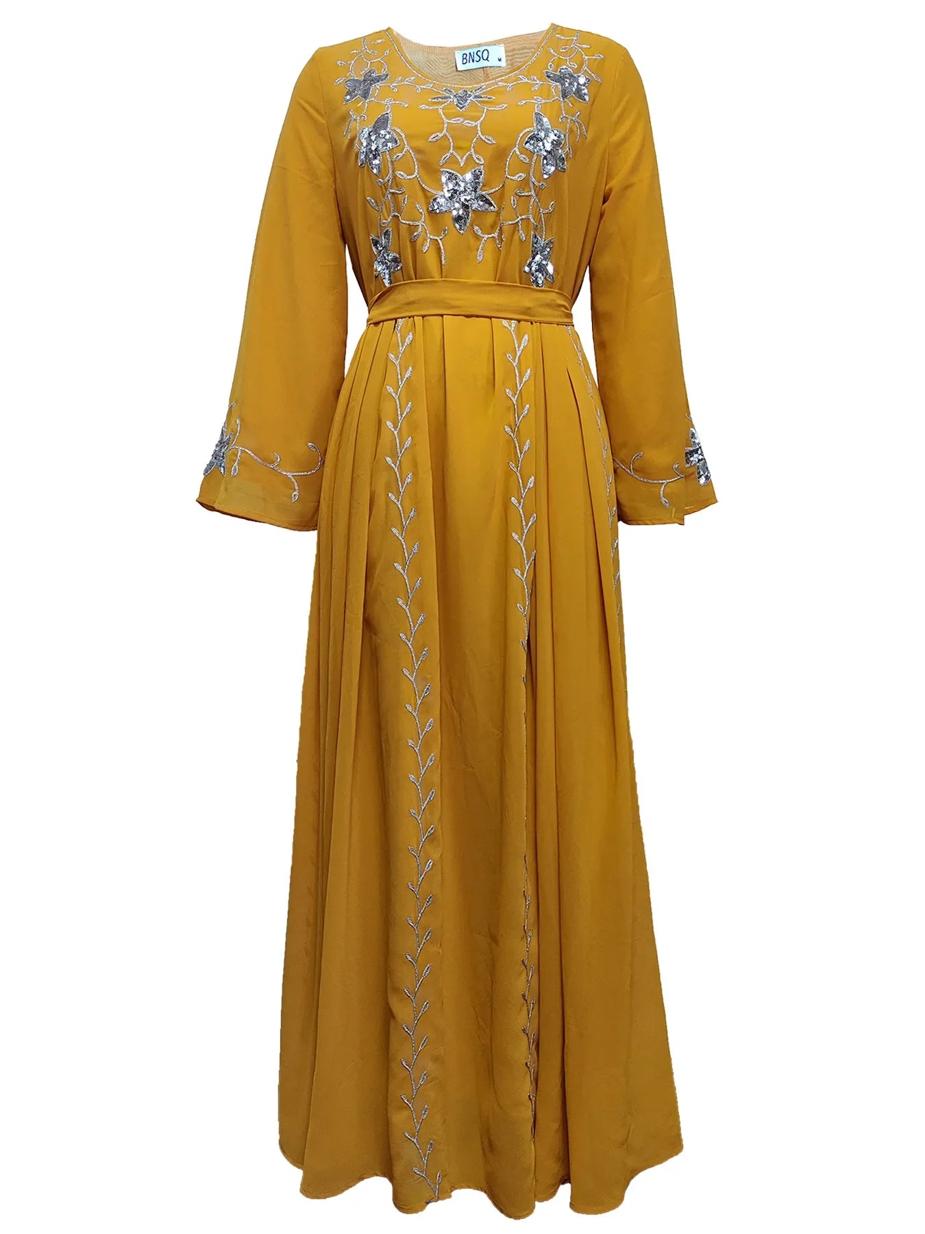 Dress for Women 2024 Spring Summer Fashion Muslim Women Long Sleeve Polyester Kaftan Embroidery Long Maxi Dress Abaya Dubai - Seprincess